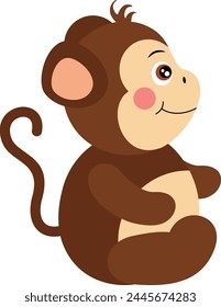 Adorable monkey sitting isolated on white