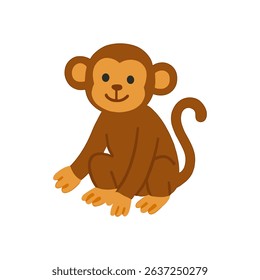Adorable monkey sitting and smiling sweetly illustration design element