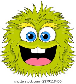 adorable monster with green fur