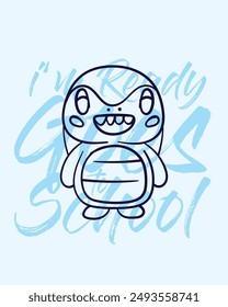 adorable monster vector with text i'mready goes to school background