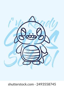 adorable monster vector with text i'mready goes to school background