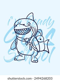 adorable monster vector with text i'mready goes to school background