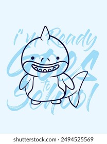 adorable monster vector with text i'mready goes to school background