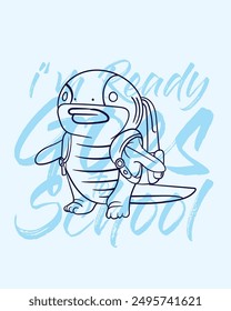 adorable monster vector with text i'mready goes to school background