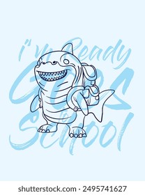 adorable monster vector with text i'mready goes to school background