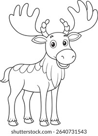 Adorable moose drawing ideal for animal themed coloring pages
