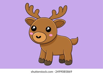 Adorable Moose Vector Graphic For Web And Print. Premium Moose Illustration Featuring Cute Design Perfect For Websites, Print Materials, Digital Content, And Creative Projects