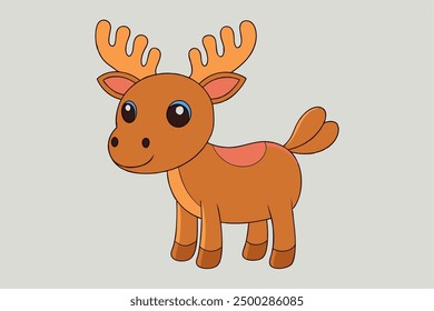 Adorable Moose Vector Graphic For Web And Print. Premium Moose Illustration Featuring Cute Design Perfect For Websites, Print Materials, Digital Content, And Creative Projects