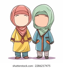 Adorable Muslim kids illustrations that are created in vector format can bring a sense of innocence and playfulness to any project