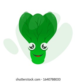 adorable mustard greens mascot cartoon vector