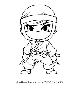 adorable ninja coloring page isolated clean and minimalistic simple line artwork kids friendly