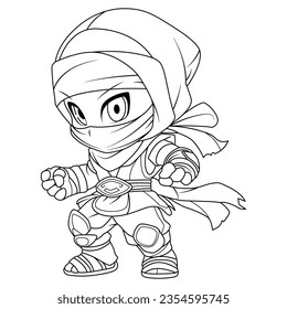 adorable ninja coloring page isolated clean and minimalistic simple line artwork coloring adventures for kids