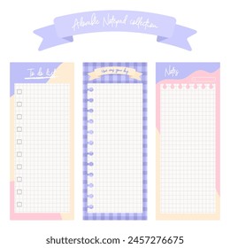 Adorable Notepad Collection, to do list, journal, paper vector illustration