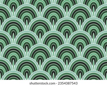 Adorable ornamento vectorial de los peces de los océanos. Textura de serpiente multicolor. Impresión de la escala de peces de mar mosaico. Fondo de escala de reptil simple. Ornamento estilizado chino.