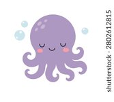 Adorable Octopus Illustration with Curled Tentacles