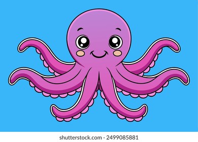 Adorable Octopus Vector Graphic For Web And Print. Premium Octopus Illustration Featuring Cute Design Perfect For Websites, Print Materials, Digital Content, And Creative Projects
