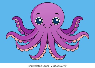 Adorable Octopus Vector Graphic For Web And Print. Premium Octopus Illustration Featuring Cute Design Perfect For Websites, Print Materials, Digital Content, And Creative Projects