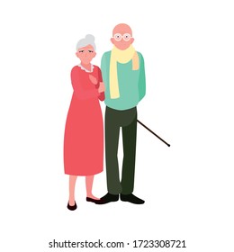 adorable old couple sharing at home vector illustration design