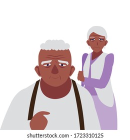 adorable old couple sharing at home vector illustration design
