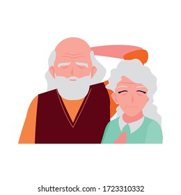 adorable old couple sharing at home vector illustration design