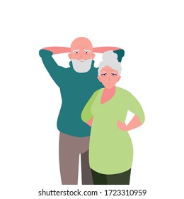 adorable old couple sharing at home vector illustration design