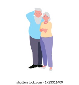 adorable old couple sharing at home vector illustration design