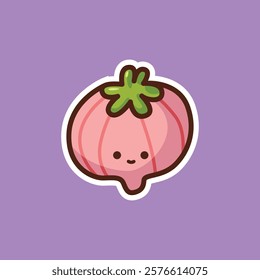 Adorable onion illustration with charming features, perfect for kitchen decor, food-related projects, or healthy cooking themes.