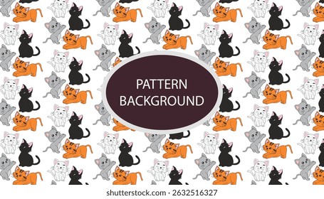 Adorable orange cat animal pattern background