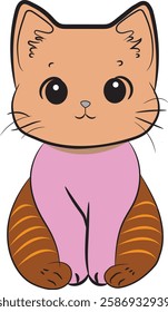 Adorable Orange Cat in Pink