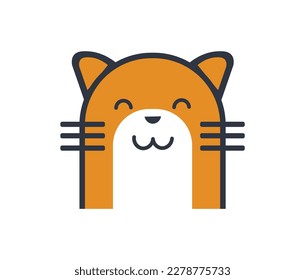 Adorable Orange Cat Vector Illustration. Flat design.
