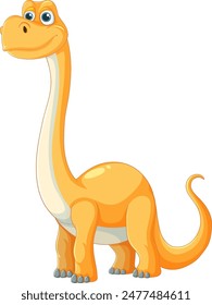 Adorable orange dinosaur with a long neck