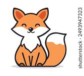 Adorable orange fox character cartoon style vector illustration for stikers.