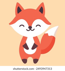 Adorable orange fox character cartoon style vector illustration for stikers.