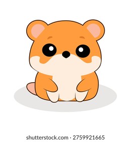 Adorable orange hamster character in flat design style with big eyes and round shape for mascot logo and nursery branding.
