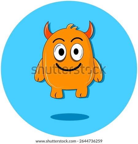 Adorable orange monster character with big eyes and a friendly smile, ideal for children's books, apps, and branding.