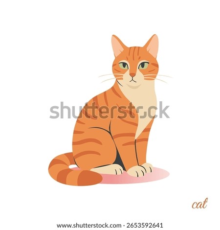 Adorable Orange Tabby Cat Sitting Illustration