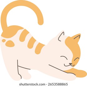 Adorable orange-striped kitten in playful pose with curved tail, perfect for children’s books, pet graphics, and joyful feline illustrations.