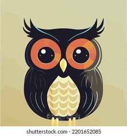 adorable owl, big eyes, isolated background