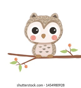 adorable owl illustration for personal project, background, invitation, wallpaper and many more