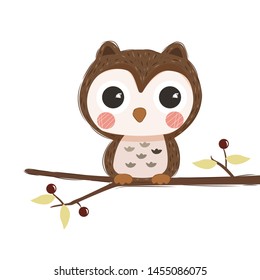 adorable owl illustration for personal project, background, invitation, wallpaper and many more