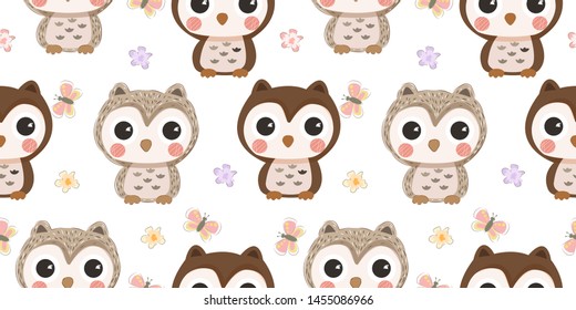 adorable owl illustration in seamless pattern for personal project, background, invitation, wallpaper and many more