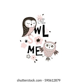 Adorable Owl Tee Graphic For Kids