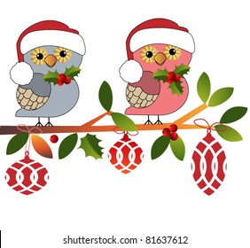 Adorable  owls all ready for Christmas