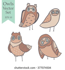 Adorable owls vector set