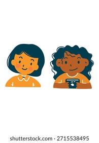 adorable pair of children vector illustration