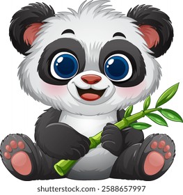 Adorable panda with bamboo, symbolizing innocence and nature