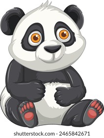 Adorable panda with big eyes sitting down
