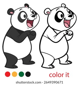 Adorable Panda Coloring Page – Cute Cartoon Character with Happy Expression and Simple Bold Line Art for Kids Printable Activity Book