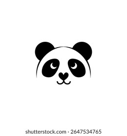 Adorable Panda Face, Simple Black and White Design, Cute Animal Icon