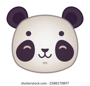 Adorable panda face smiling with closed eyes, minimalist design, perfect for children s illustrations, logo, or any project that requires a touch of cuteness